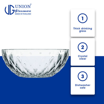 UNION GLASS Thailand Premium Clear Glass Bowl 1600 ml | 8 oz | 8" Set of 6