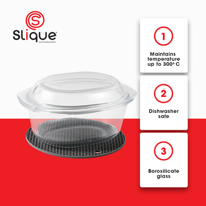 SLIQUE Premium Borosilicate Oval Glass Baking Dish 1000ml